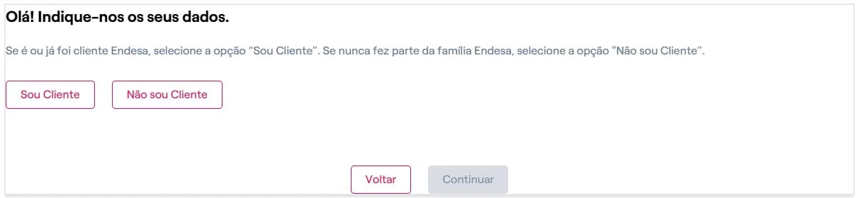 Formulário de contacto online da Endesa