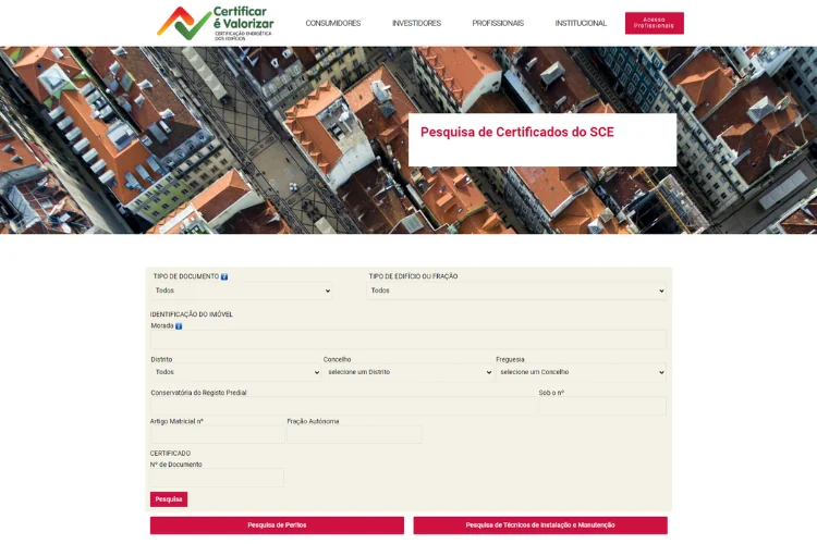 Pesquisa de Certificados no portal do SCE