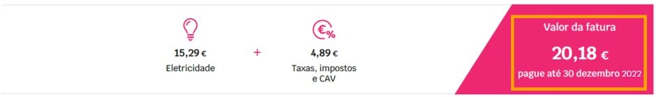 Exemplo da página 1 da fatura SU Eletricidade