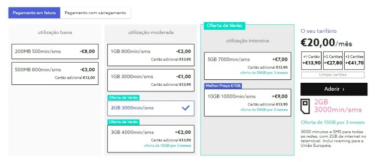 Aderir a um tarifário móvel na loja online NOS