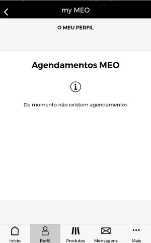 MEO área de cliente agendamentos