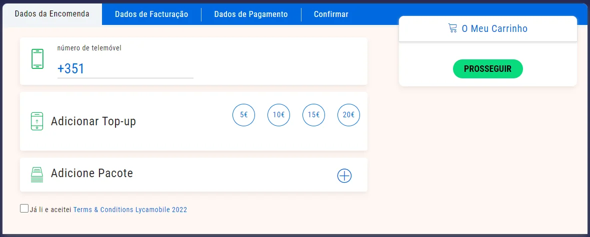 Carregar Lyca Mobile no website