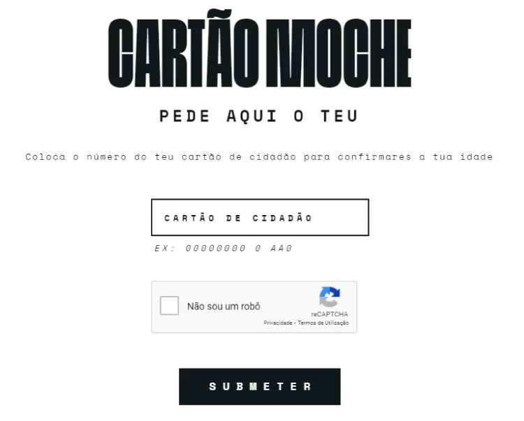 Pedido online de cartão Moche