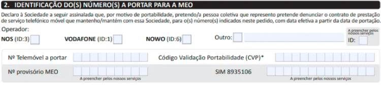 Formulário Moche Portabilidade CVP