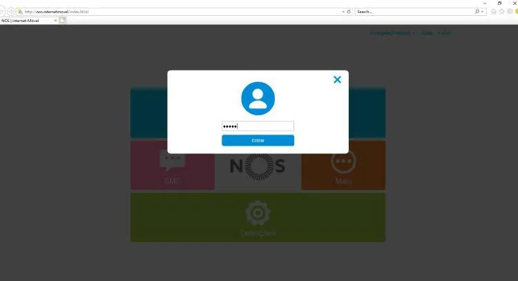 Configurar hotspot NOS — palavra-passe Admin