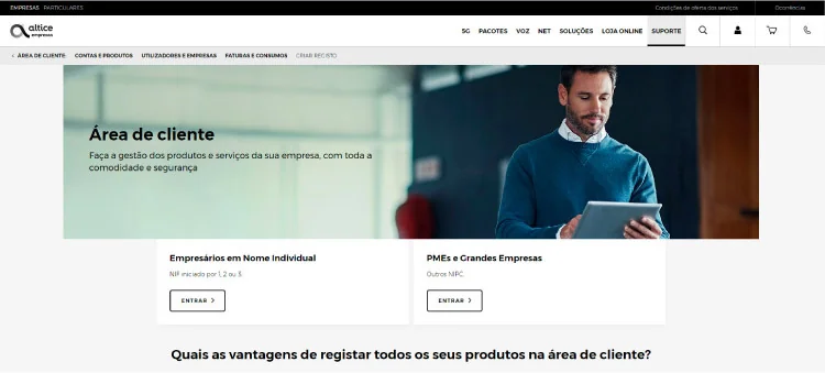 Área de cliente MEO Empresas