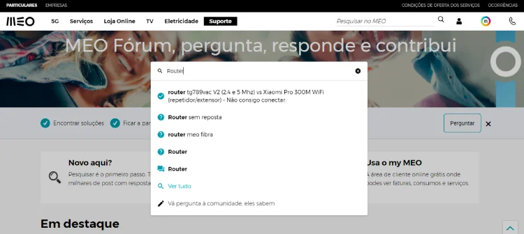 Pesquisa por router no MEO Fórum