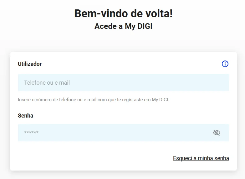 Área do cliente DIGI Portugal My DIGI