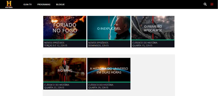programação do Canal História
