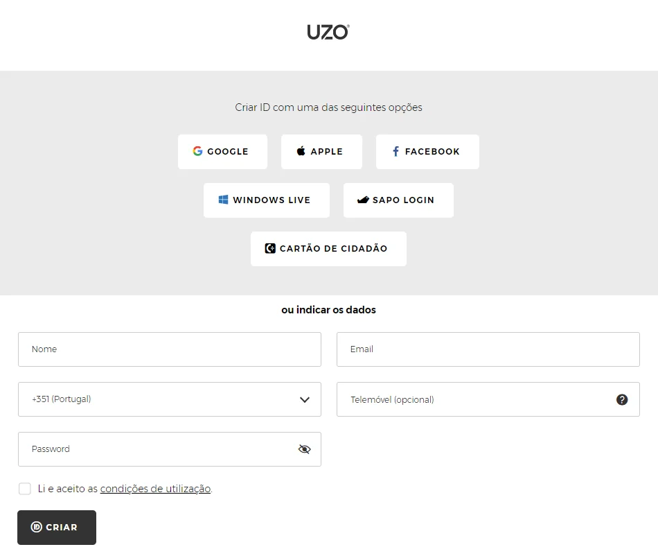 Registo My UZO