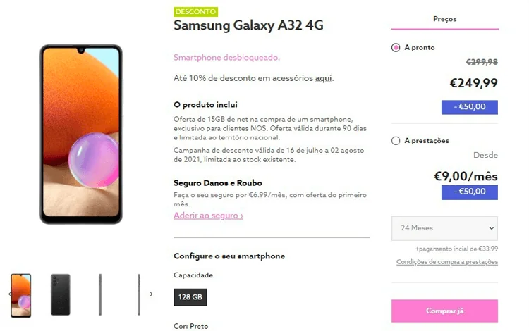 Telemóvel em promoção na loja online NOS