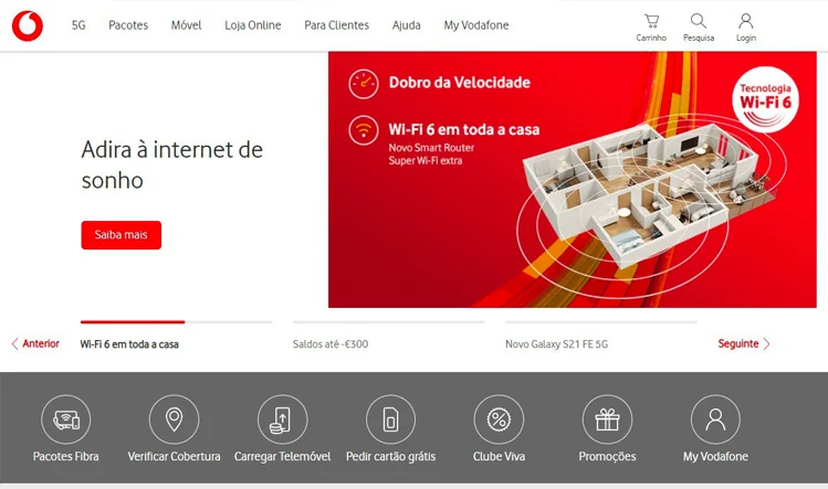 Vodafone Online Menu