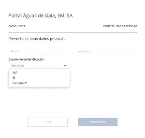 Registo balcão online Águas de Gaia