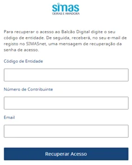 SIMASnet recuperação de senha